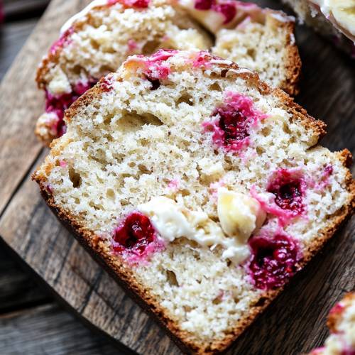 Delicious White Chocolate Raspberry Banana Bread