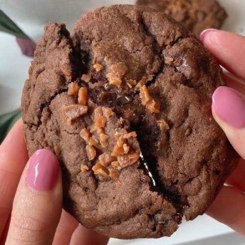 Gooey Stuffed Brownie Cookies with Rollo Caramel Centers